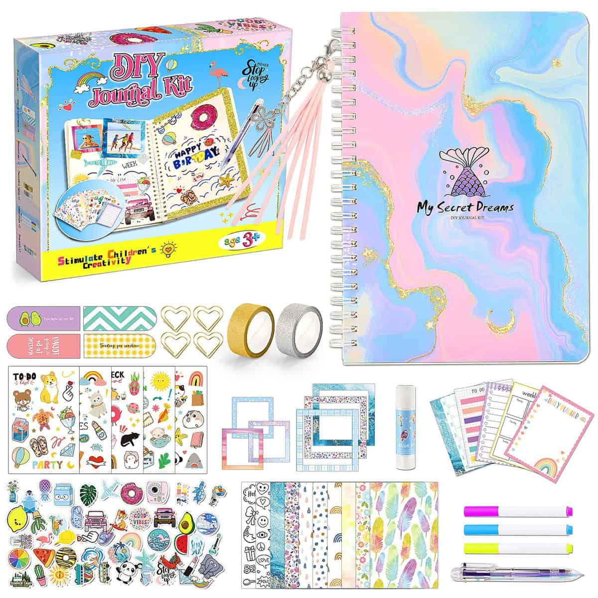 Anginne Scrapbooking Pegatinas Diario Secreto Juguetes, Manualidades Regalo Niñas 6 7 8 10 Años Bullet Journal Kit