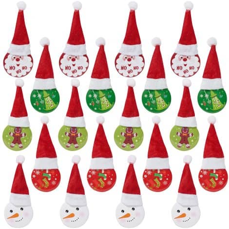 Set de 20 broches navideños de aleación con 4 diseños adorables. Ideal para decorar la ropa y el hogar, regalo perfecto para niños y niñas.