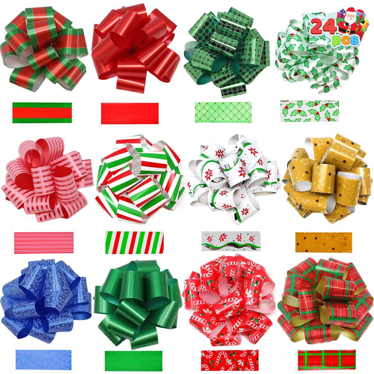 JOYIN 24 pcs Lazos de Cinta Ribbons Suministros para Envolver Regalos Navidad decoración de Botellas de Vino(12.7 cm)