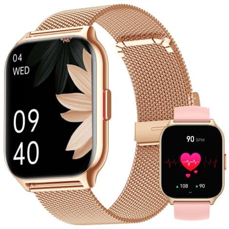 Reloj Inteligente para Mujer ZOSKVEE, Pantalla Grande de 2″, Llamadas, Presión Arterial, Asistente de Voz, Sueño, 100+ Modos, Ritmo Cardíaco, Esferas Personalizables, Regalo.