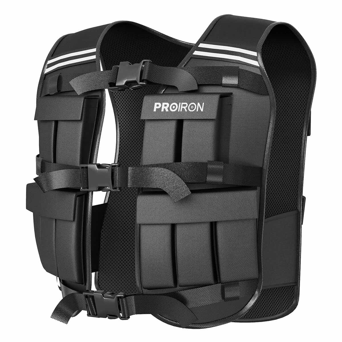 PROIRON Chaleco Lastrado 10/20kg, Incluido 20 paquetes de peso, Lastre Ajustable, chaleco con peso con banda reflectante para entrenamiento de fuerza, jogging, casa, gimnasio, cardio, crossfit