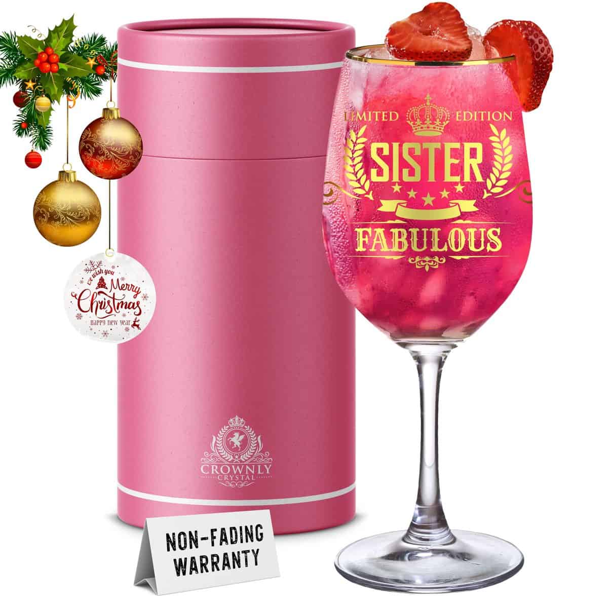 CROWNLY CRYSTAL® Regalo Hermana Regalos Personalizados Regalo Hermana Cumpleaños Copas Vino Cristal Regalos Originales Para Hermanas Regalos Navidad Originales Regalo Para Mi Hermana Regalo Mujer