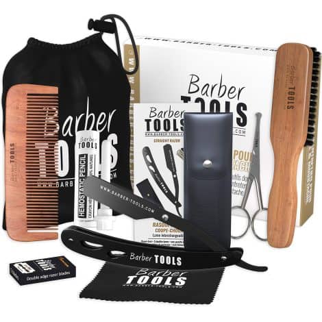 Set de cuidado completo para barba y afeitado. Incluye 10 accesorios. ? HERRAMIENTAS DE BARBERO ?.