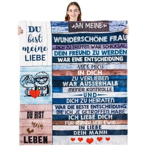 Manta de techo personalizada para parejas, ideal para regalos en Navidad, cumpleaños o aniversario. (150×150 cm, diseño Schicken)