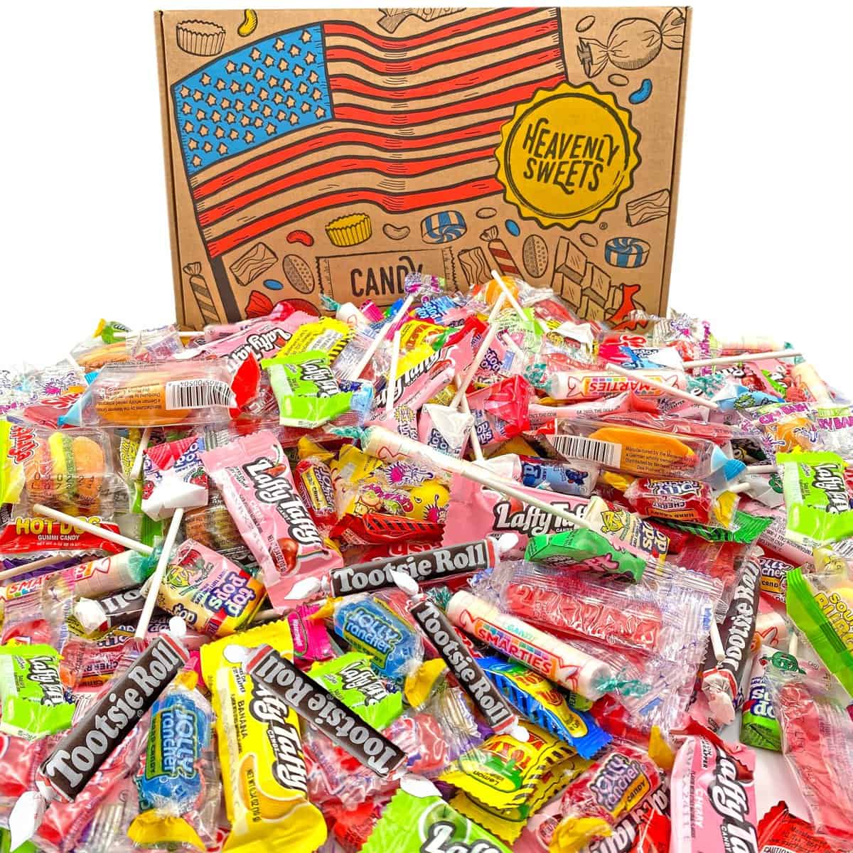 Caramelo Americano Caja Fiesta Dulces Americanos. Classic USA Candy Airheads, Laffy-Taffy, Kids, Jolly Ranchers! ¡Dulces ideales para Halloween!