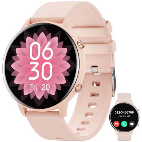 Reloj inteligente Mingtawn para mujer y hombre con Bluetooth, llamadas, impermeable, deportivo, con podómetro, pulsómetro y monitor de sueño. Fitwatch para Android e iPhone.