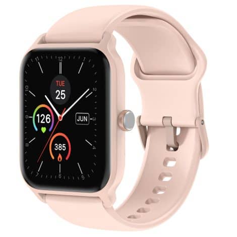 Reloj inteligente para mujer con smartwatch integrado con Alexa, pantalla de 1.8″ resistente al agua IP68, llamadas, seguimiento de frecuencia cardíaca/oxígeno en sangre/sueño. Compatible con Android e iOS. Color rosa.