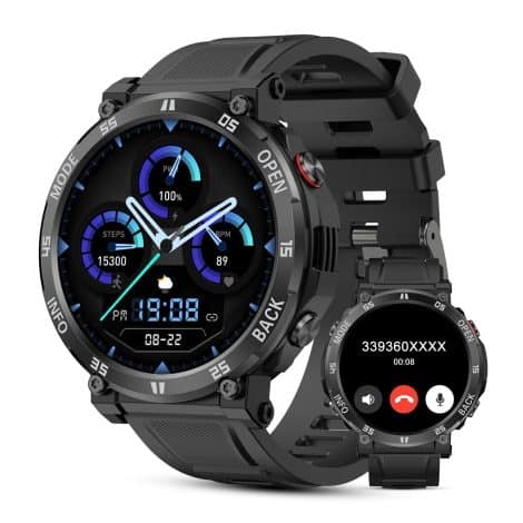 AVUMDA Smartwatch Hombre 1.52″, con llamadas, notificaciones, muchos modos deportivos y funciones de salud, para Android y iOS.