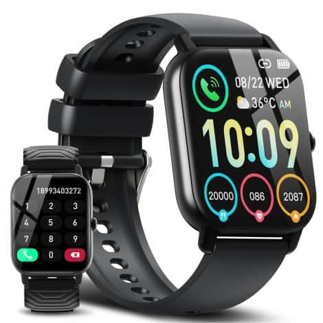 Reloj inteligente Ddidbi para hombres y mujeres con llamadas, Smartwatch de 1.85″, 112 modos deportivos, monitor de ritmo cardíaco y sueño, pulsera actividad IP68 impermeable para iOS y Android, en color negro.