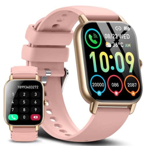 Reloj Inteligente Ddidbi para Mujer con Llamadas, Smartwatch de 1.85″ con 112 Modos Deportivos, Ritmo Cardíaco y Sueño, IP68 Impermeable para iOS y Android, Rosa.