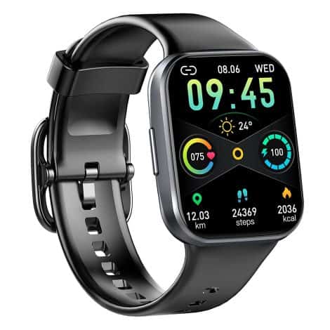 Smartwatch UAUE para hombre y mujer, con pulsómetro y monitor de sueño. Impermeable IP68. Compatible con Android y iOS.