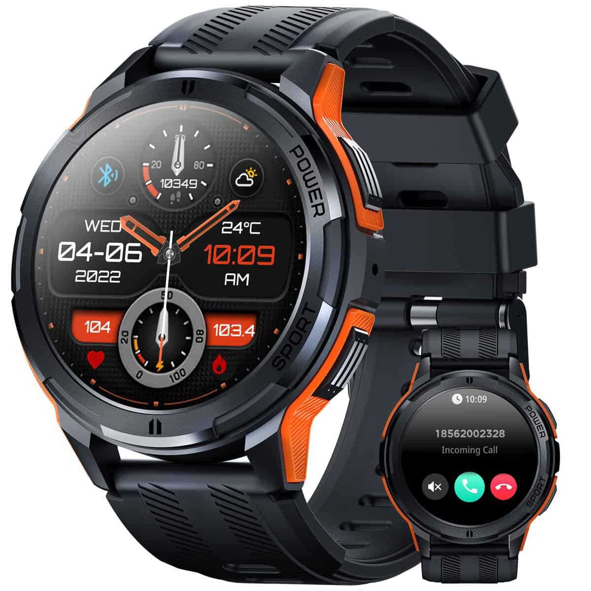 LEMFO Reloj Inteligente Hombre, 1.43" Smartwatch Hombre con Llamadas Bluetooth 120+ Deportes Modos 410mAh Smart Watch con Monitor de Ritmo Cardíaco Presión Arterial Oxígeno en Sangre para Android iOS