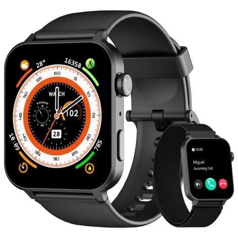 Reloj inteligente para hombre y mujer con llamadas Bluetooth, medidor de oxígeno, pulsómetro, monitor de sueño, podómetro, 100+ modos deportivos.