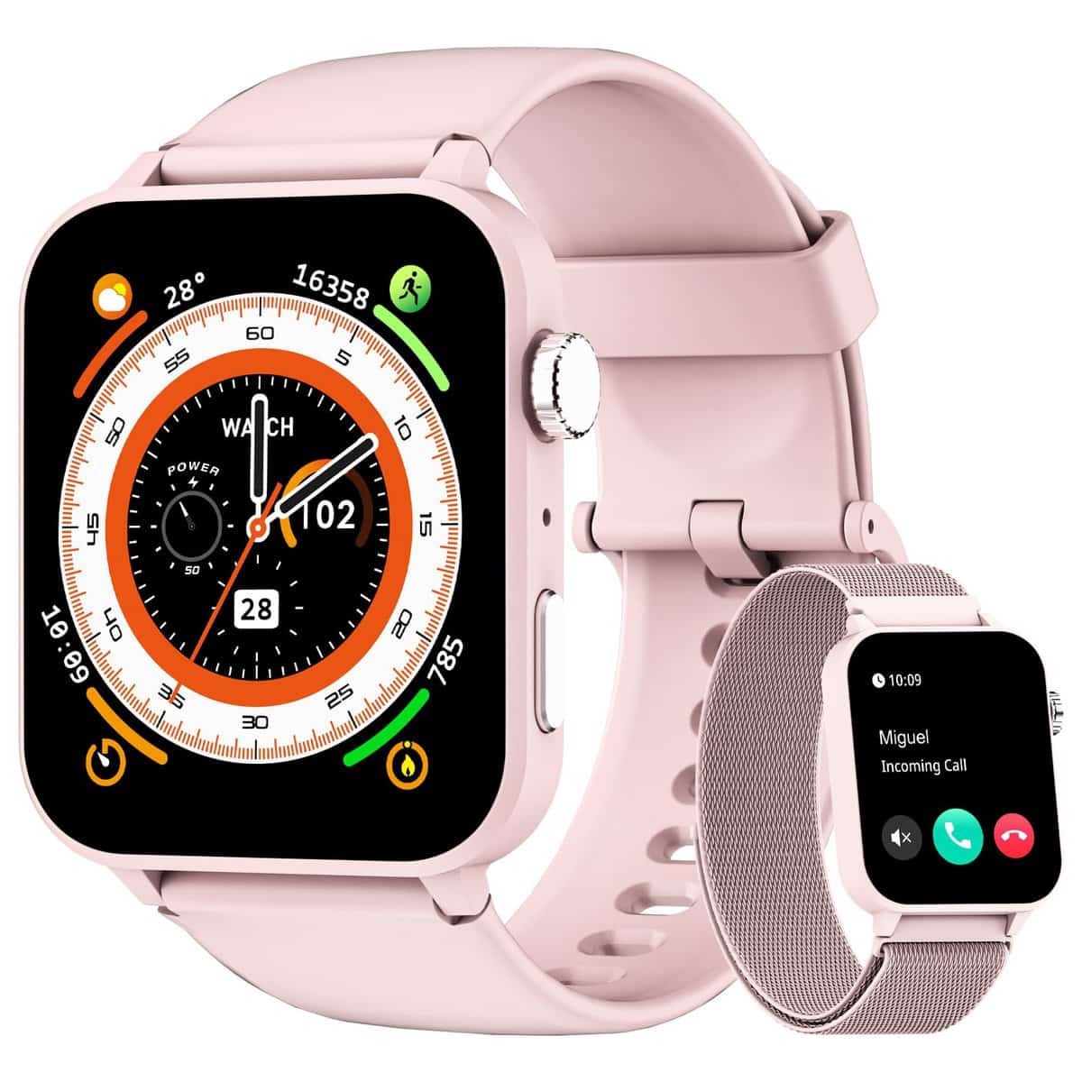 Blackview Reloj Inteligente Mujer, 1.85" Smartwatch con Llamadas Bluetooth, Oxímetro(SpO2)/Pulsómetro/Monitor de Sueño/Podómetro, 100+ Modos Deportivos Pulsera Actividad para Android iOS