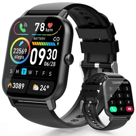 Reloj Inteligente Aptkdoe, compatible con Bluetooth, pantalla HD de 1.85″, 112 modos deportivos, resistente al agua IP68, medición de ritmo cardíaco, sueño y podómetro.