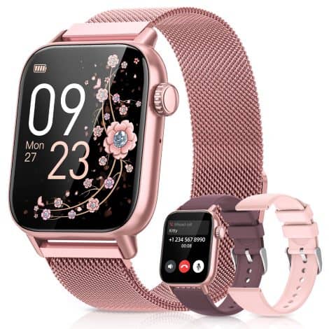 Reloj Inteligente BANLVS para Mujer con Llamadas, Smartwatch 1.85″ y 3 Correas. Impermeable IP68.